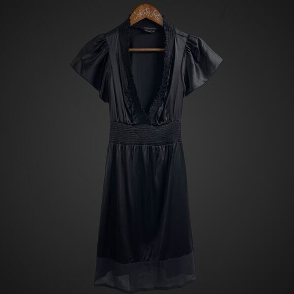 BCBG Maxazaria Little Black Silk Dress Size XXS Tie Back Mini - Picture 1 of 7